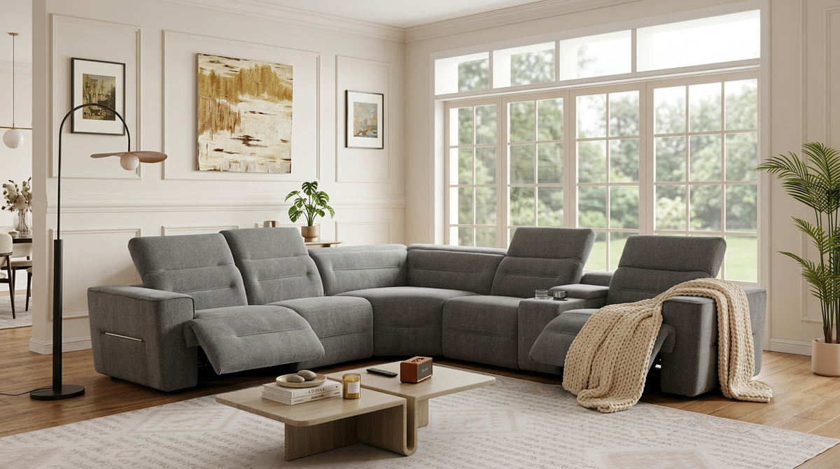 Nexus Graphite Power Reclining Sectional