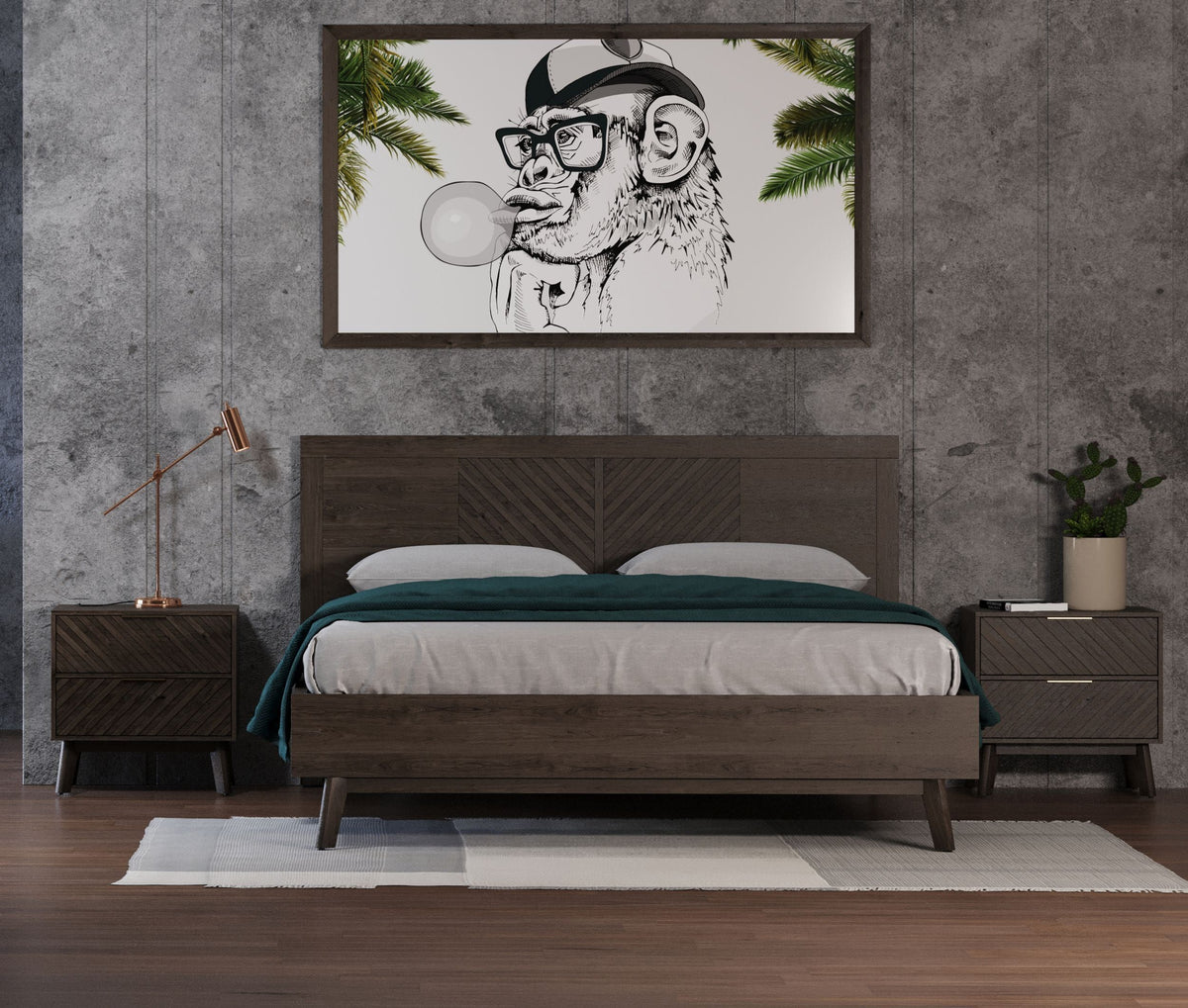 Modrest Daisy Mid-Century Dark Acacia Bed