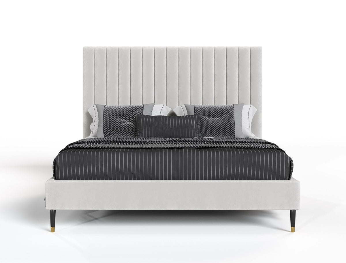 Modrest Hemlock - Contemporary White Fabric Bed