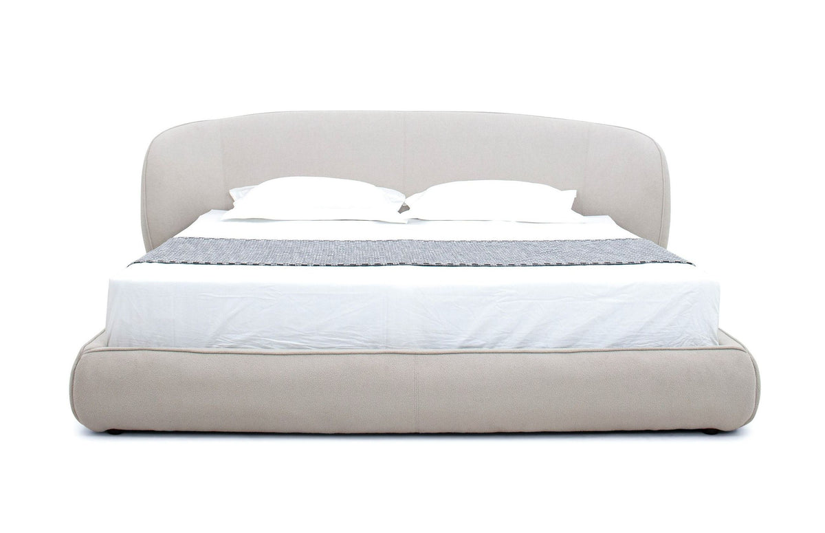 Modrest Lambert - Modern Beige Fabric Upholstered Bed