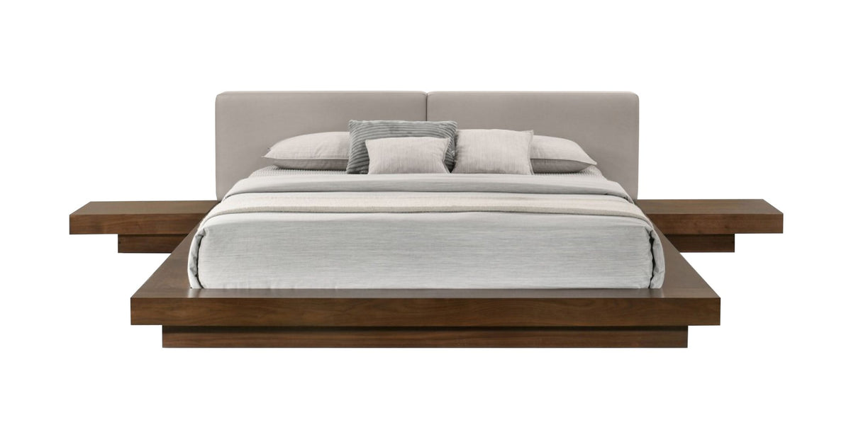Modrest Tokyo - Contemporary Walnut and Grey Platform Bed