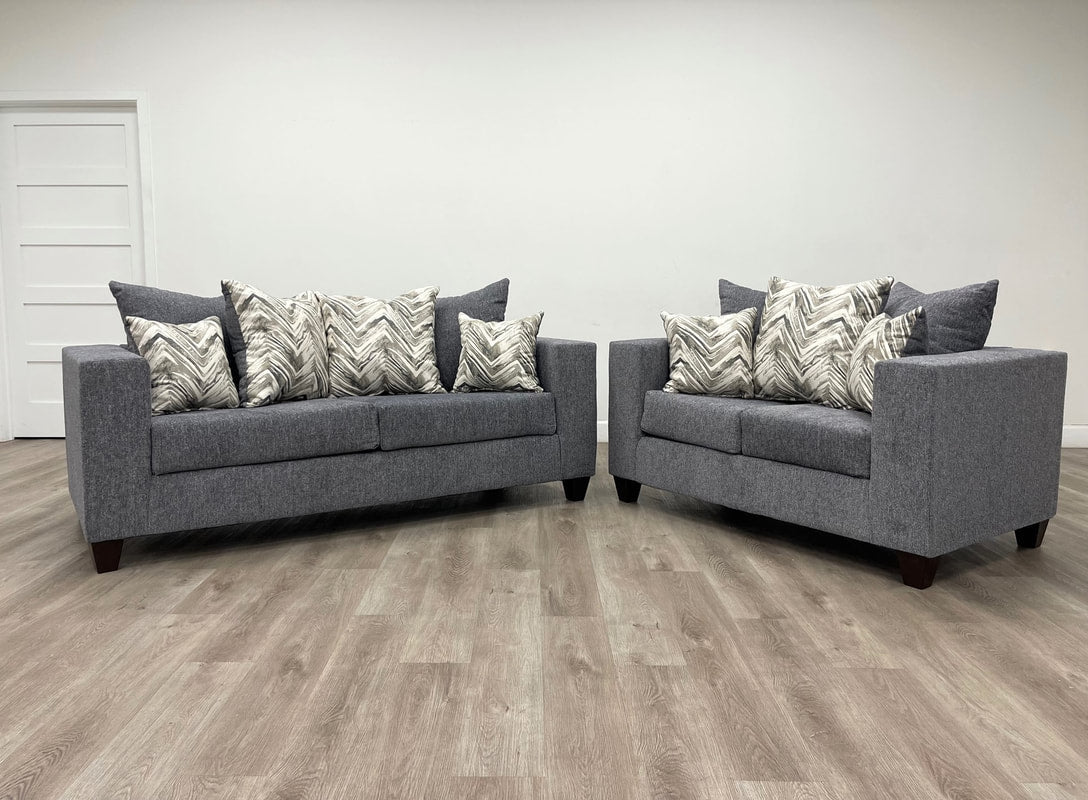 Monroe Charcoal Sofa and Loveseat