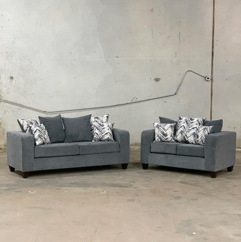 Monroe Charcoal Sofa and Loveseat