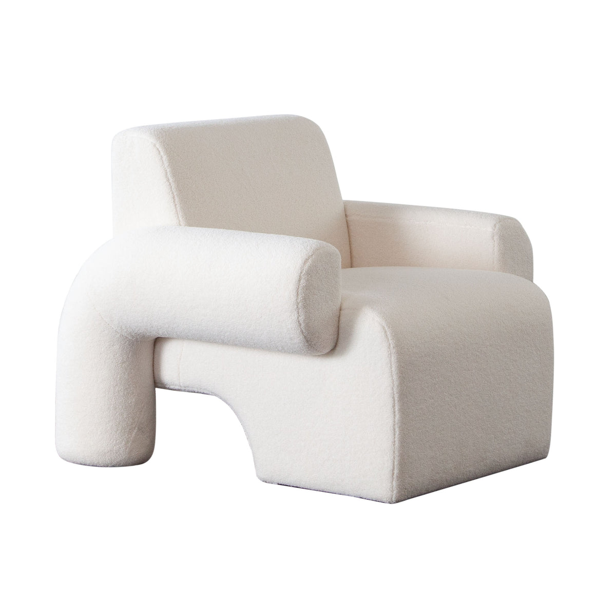 Noa Accent Chair in Ivory Sherpa Fabric
