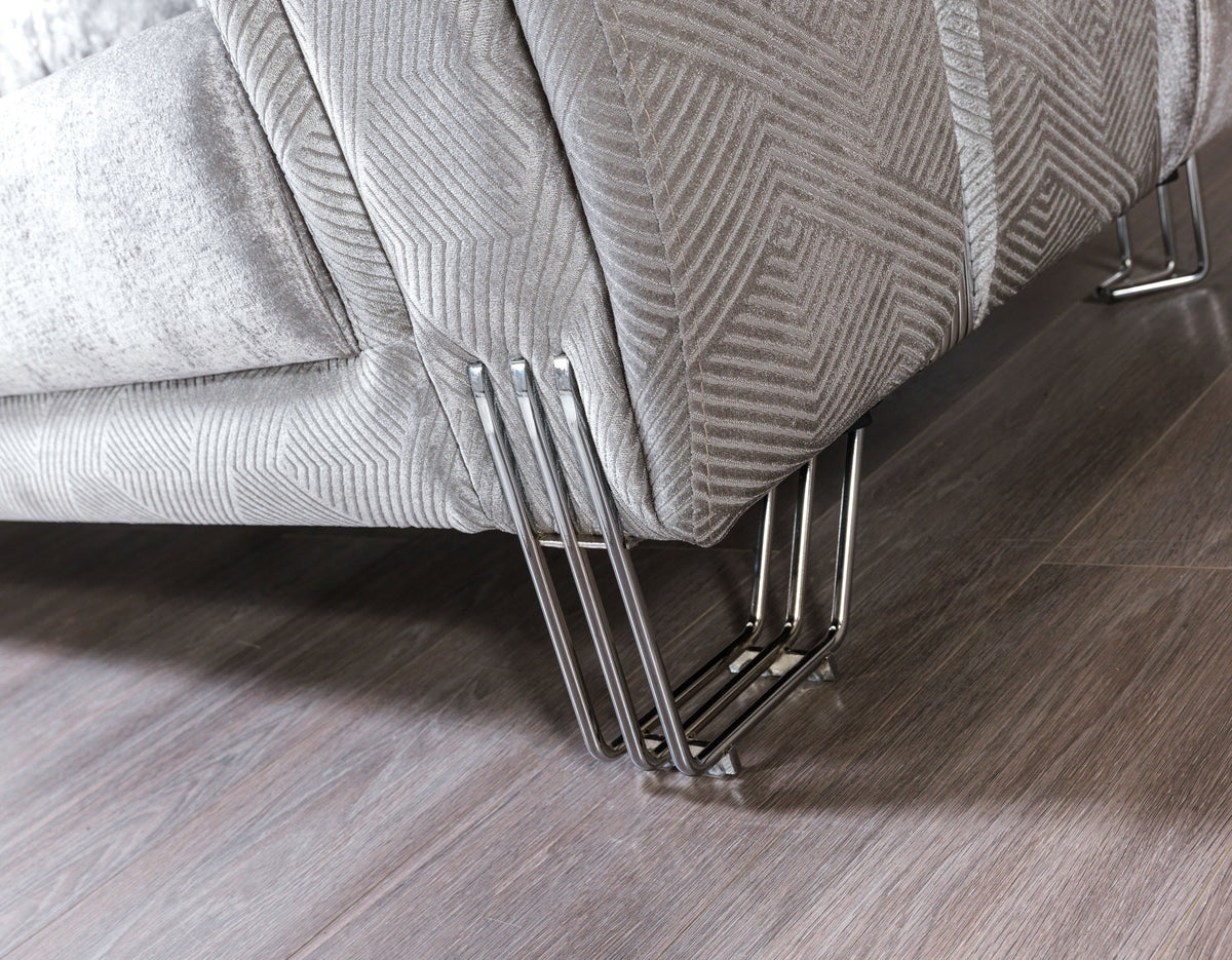 Santana Silver Velvet Modern Glam Loveseat