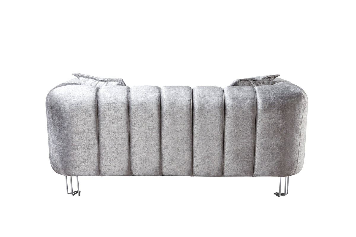 Santana Silver Velvet Modern Glam Loveseat