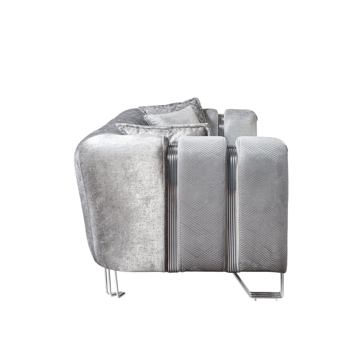Santana Silver Velvet Modern Glam Loveseat