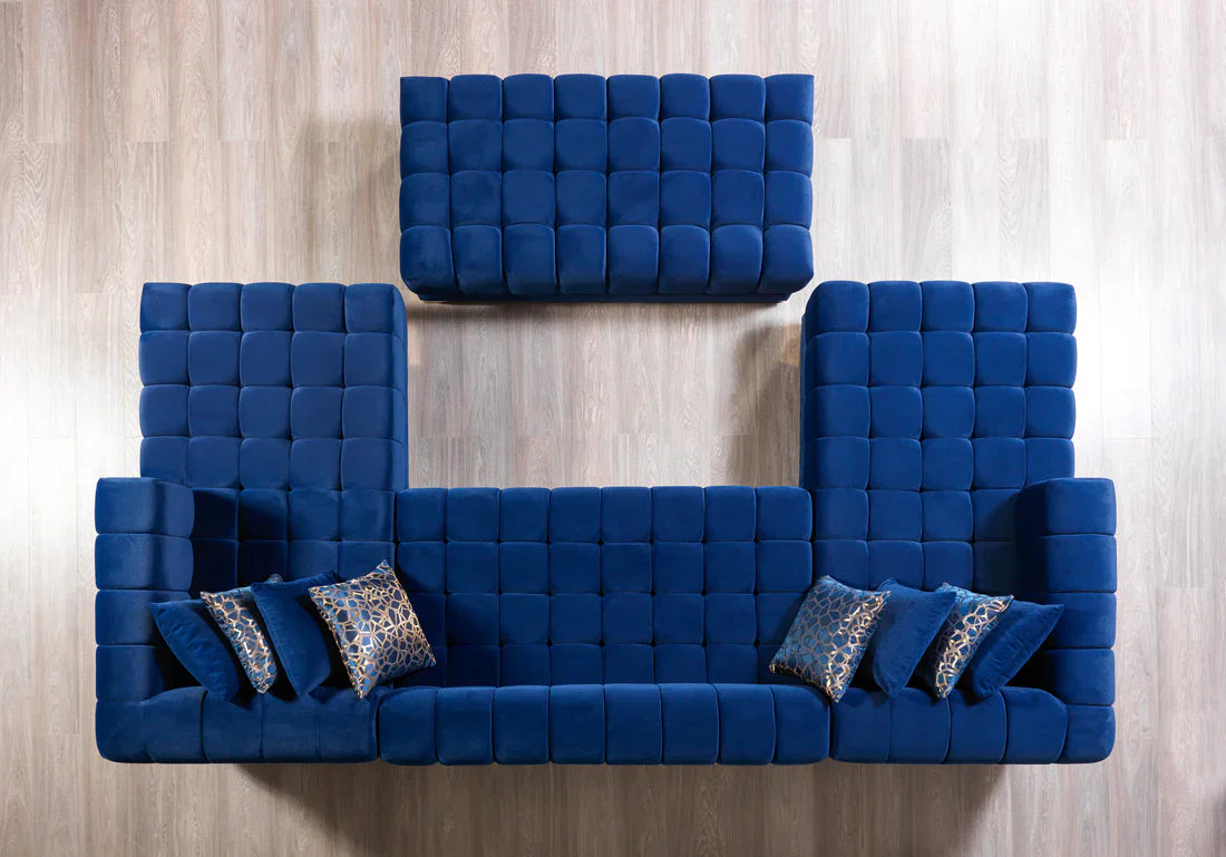Ariana Blue Velvet Double Chaise Sectional