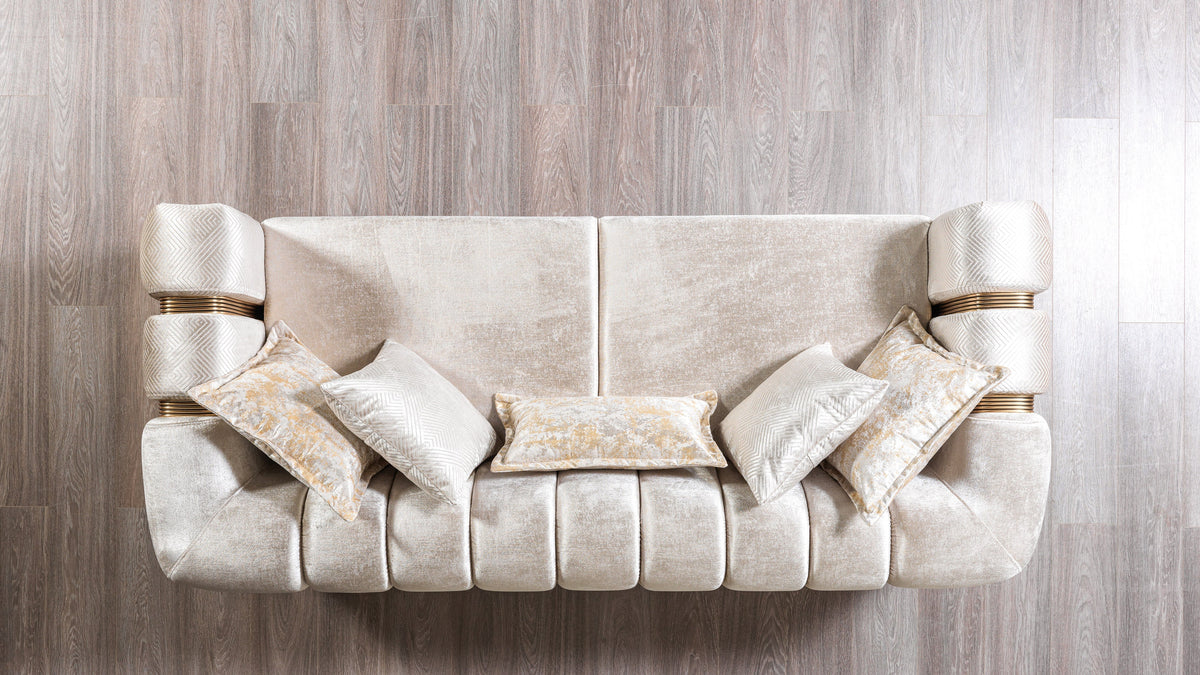 Santana Ivory Velvet Living Room Set