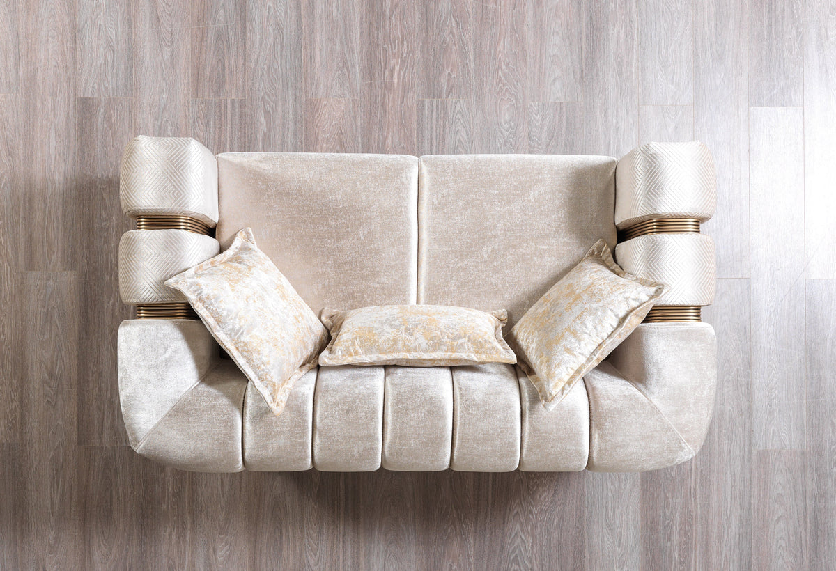 Santana Ivory Velvet Living Room Set