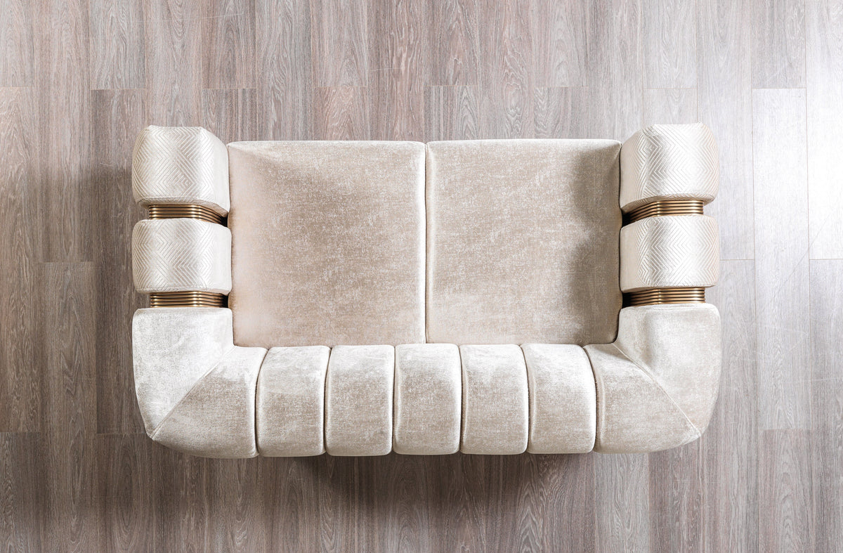 Santana Ivory Velvet Living Room Set