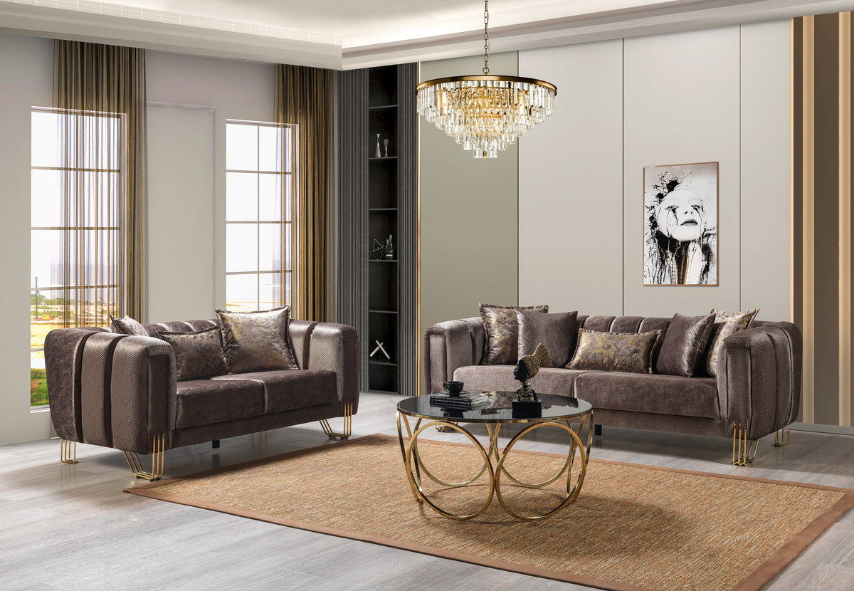 Santana Coffee Velvet Living Room Set
