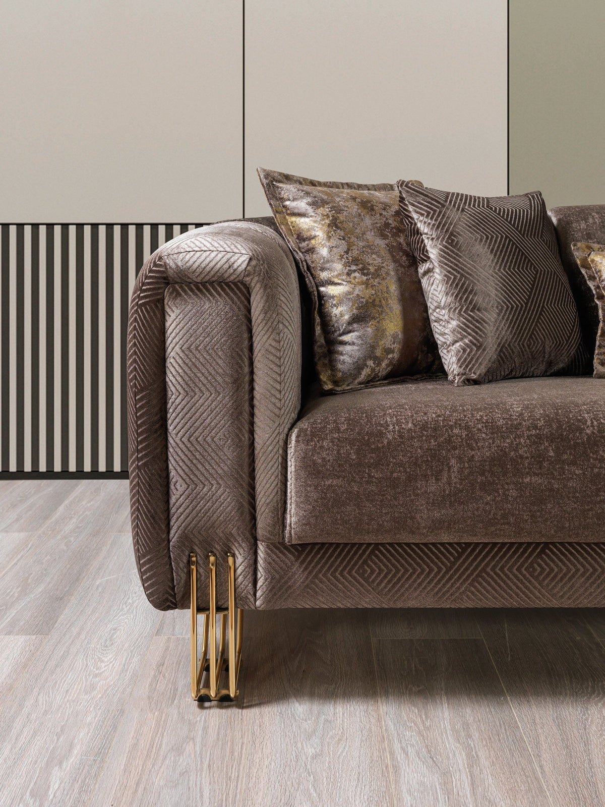 Santana Coffee Velvet Living Room Set