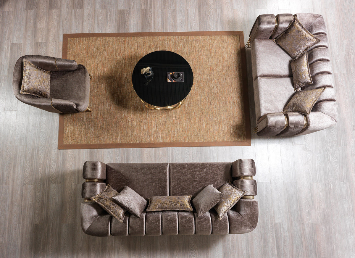 Santana Coffee Velvet Living Room Set