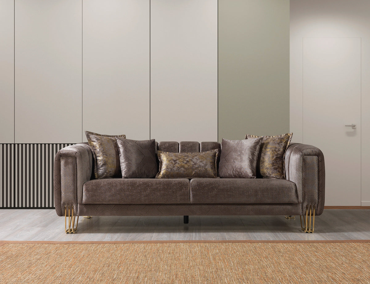Santana Coffee Velvet Living Room Set