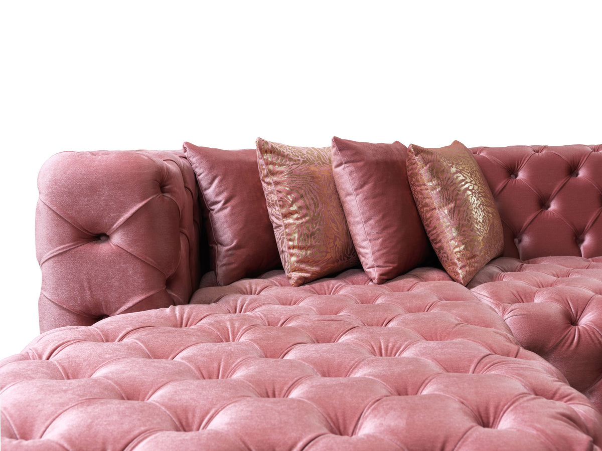 Majestic Blush Velvet Double Chaise Sectional