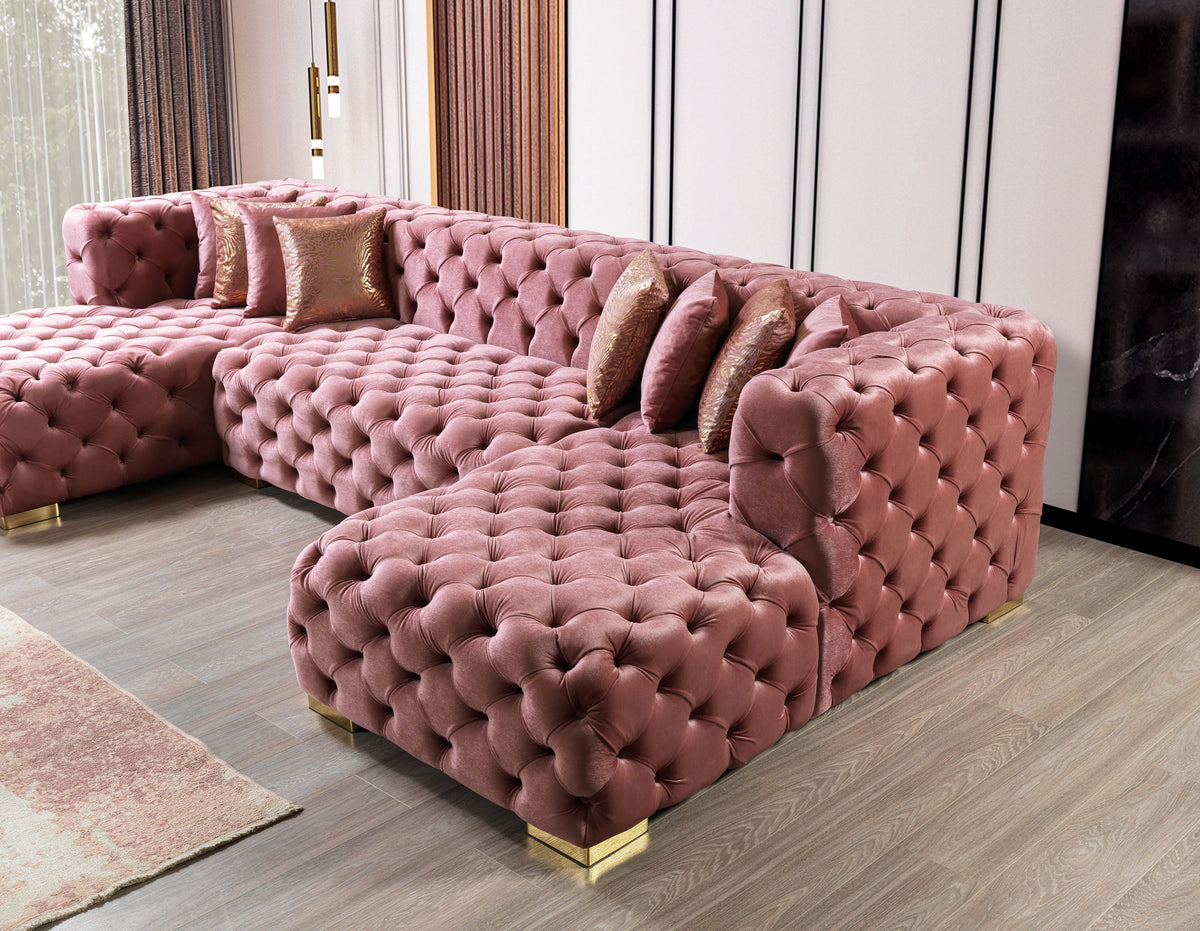 Majestic Blush Velvet Double Chaise Sectional