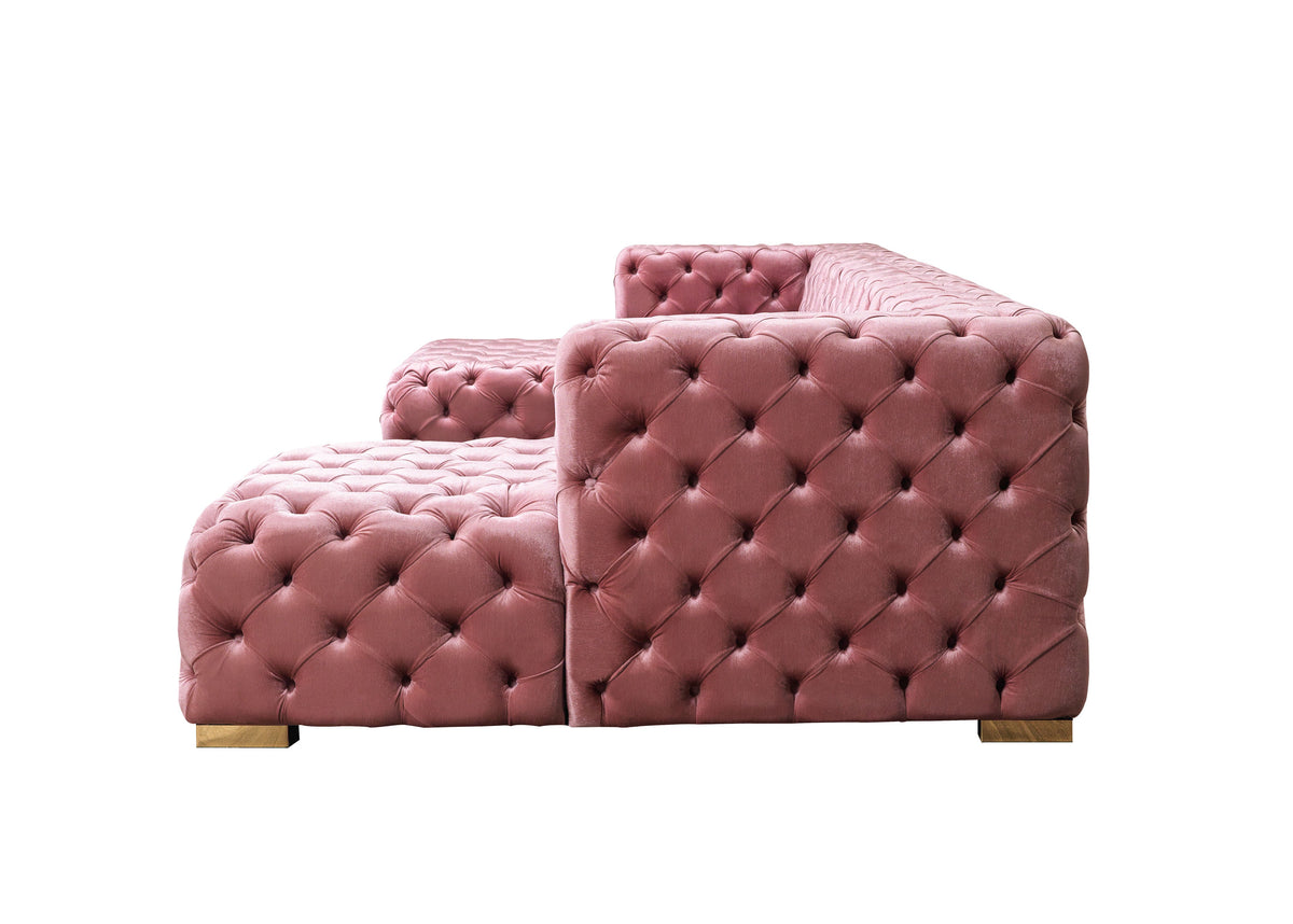 Majestic Blush Velvet Double Chaise Sectional