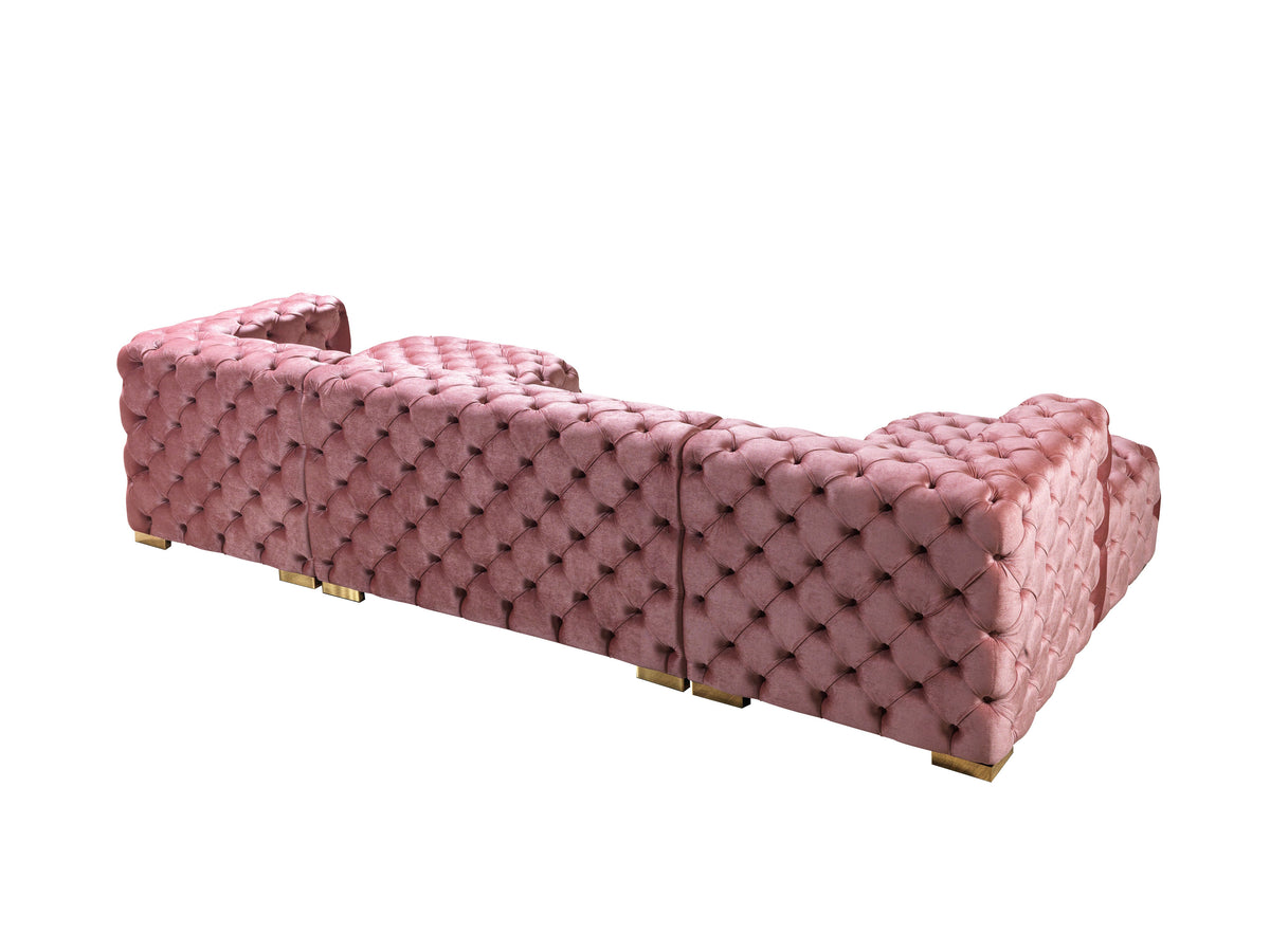 Majestic Blush Velvet Double Chaise Sectional