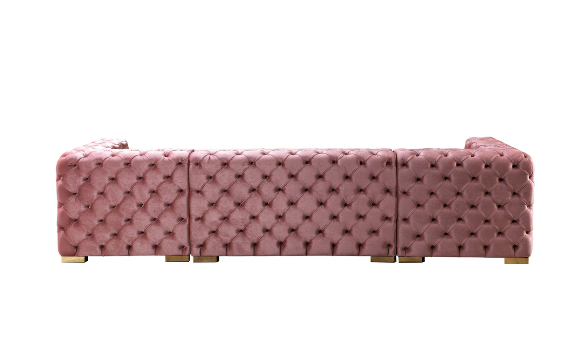 Majestic Blush Velvet Double Chaise Sectional