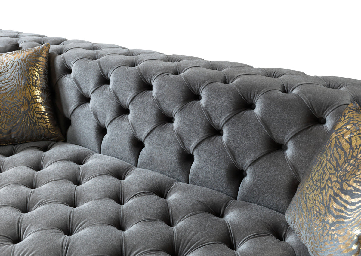 Majestic Sterling Velvet Double Chaise Sectional