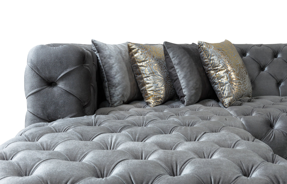 Majestic Sterling Velvet Double Chaise Sectional