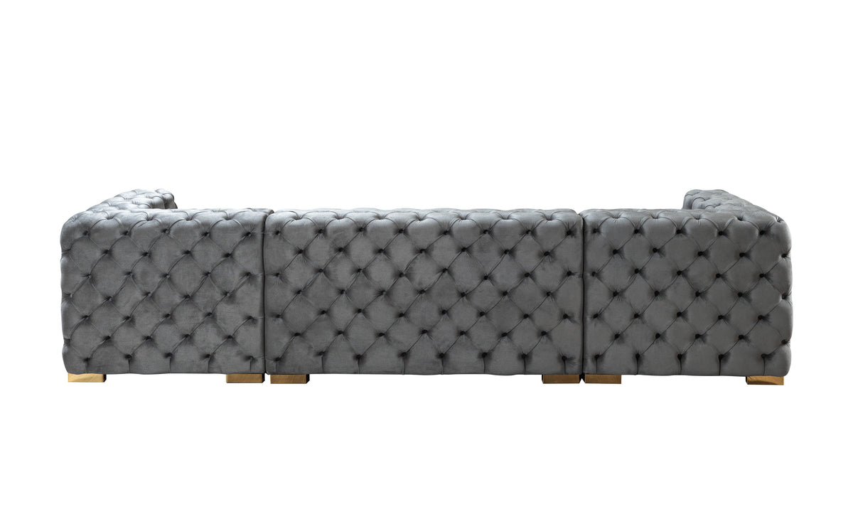Majestic Sterling Velvet Double Chaise Sectional