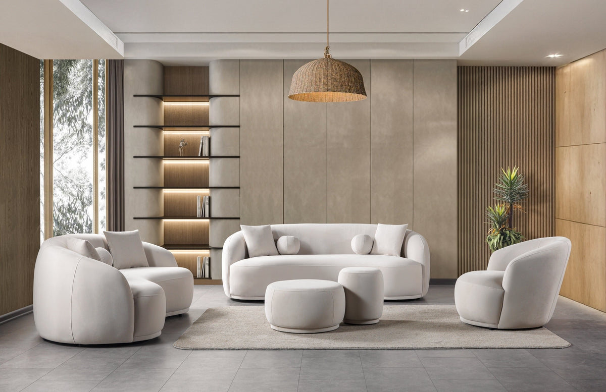 Bonita Ivory Velvet Sofa & Loveseat