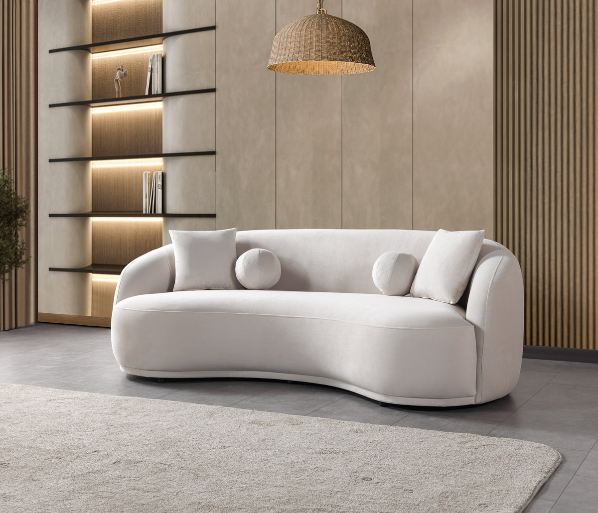 Bonita Ivory Velvet Sofa & Loveseat