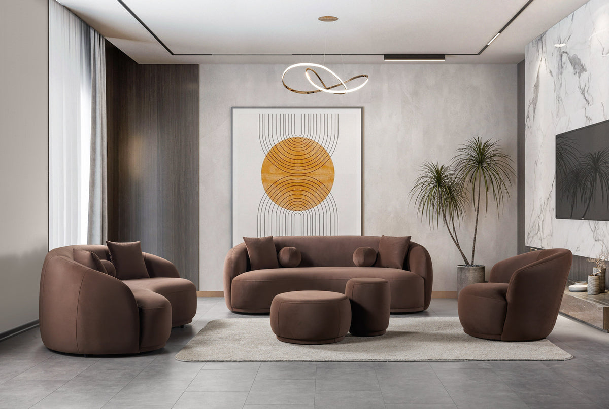 Bonita Coffee Velvet Sofa & Loveseat