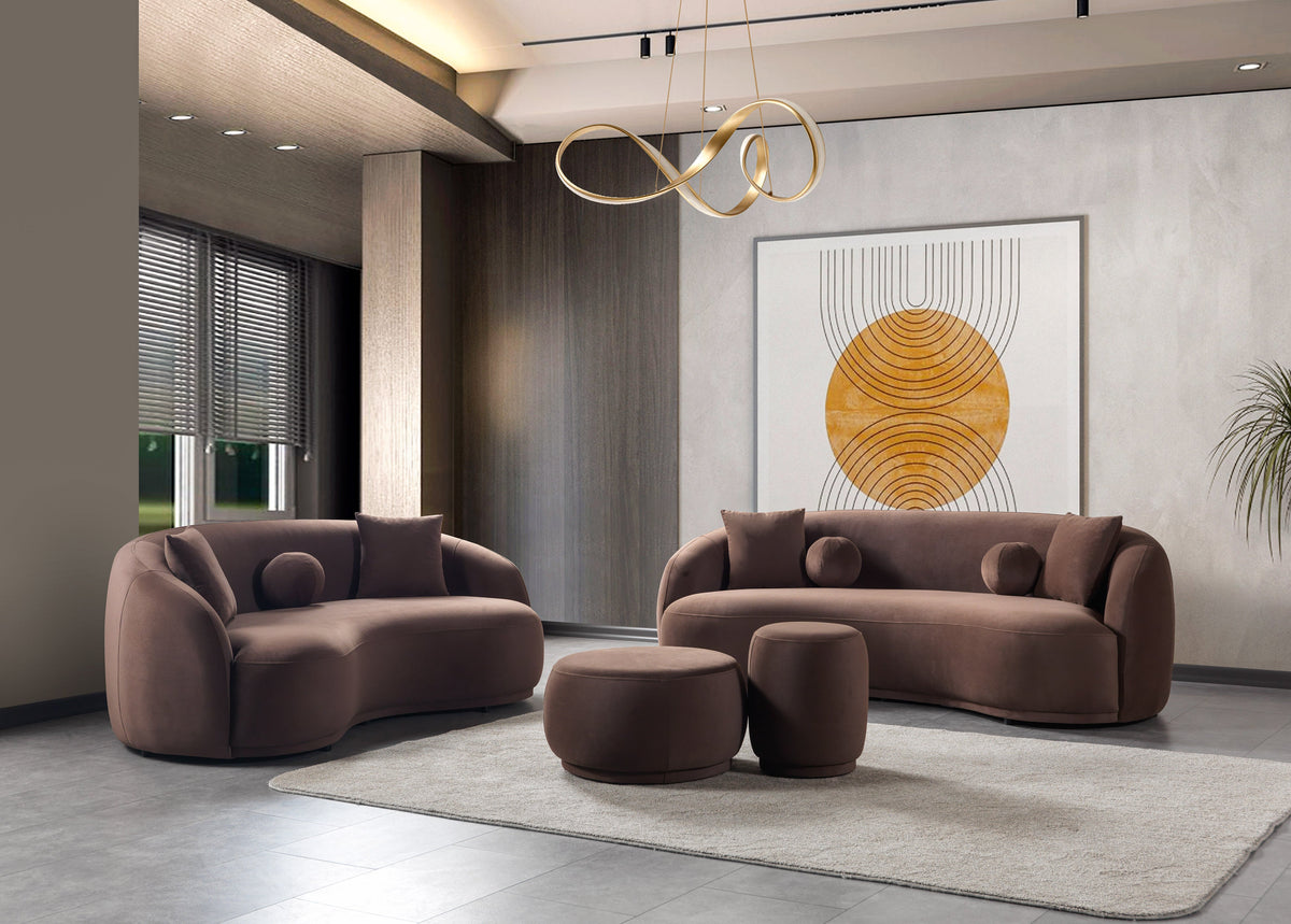 Bonita Coffee Velvet Sofa & Loveseat