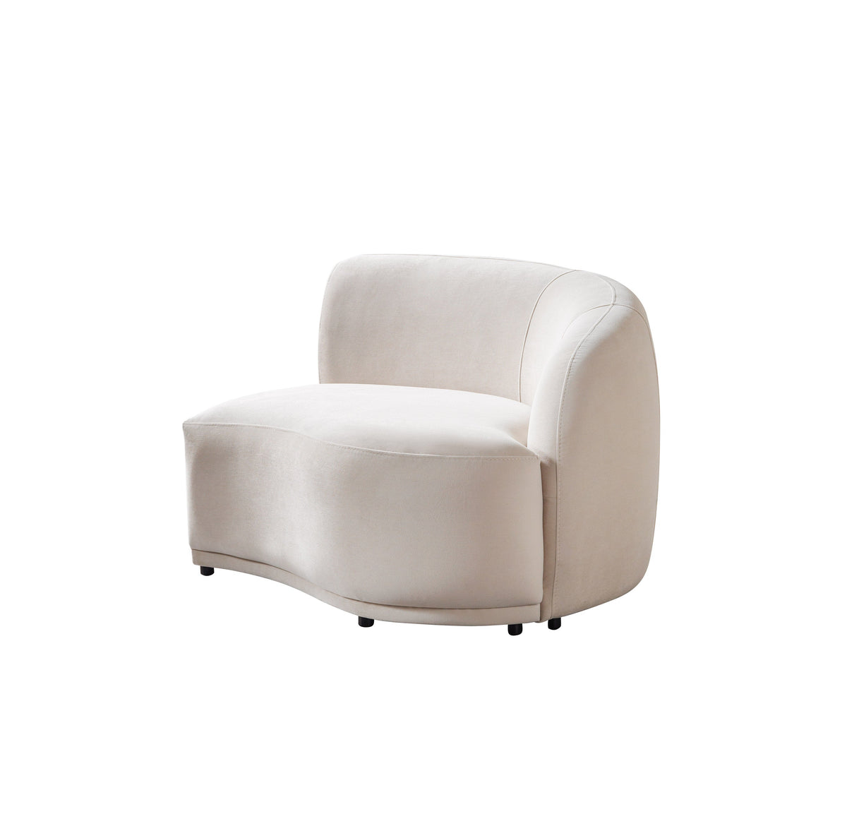 Bonita Ivory Velvet 3-Piece Curved Sectional