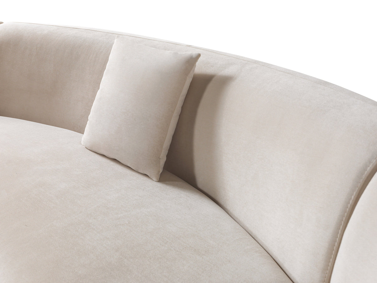 Bonita Ivory Velvet 3-Piece Curved Sectional