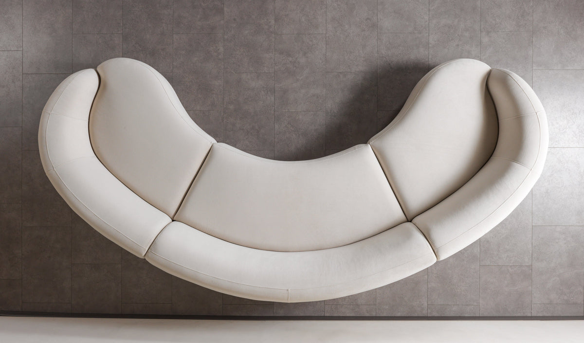 Bonita Ivory Velvet 3-Piece Curved Sectional