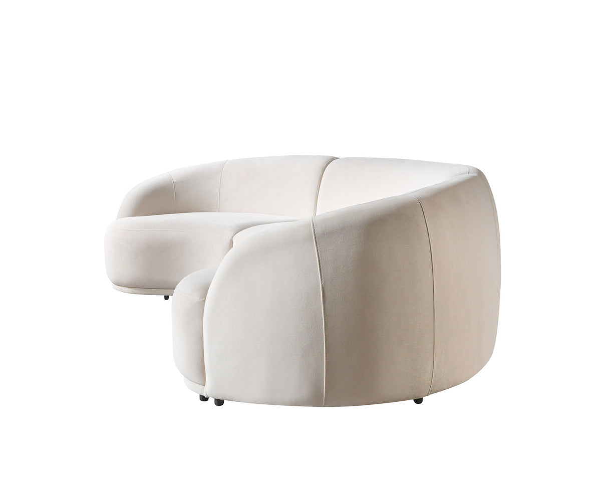 Bonita Ivory Velvet 3-Piece Curved Sectional
