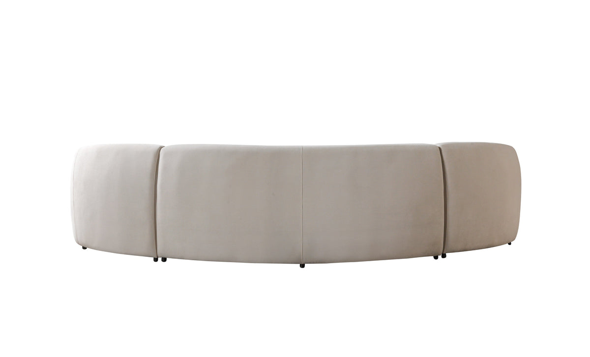 Bonita Ivory Velvet 3-Piece Curved Sectional