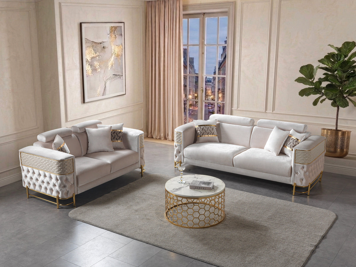 Fabiana Ivory Velvet Sofa & Loveseat