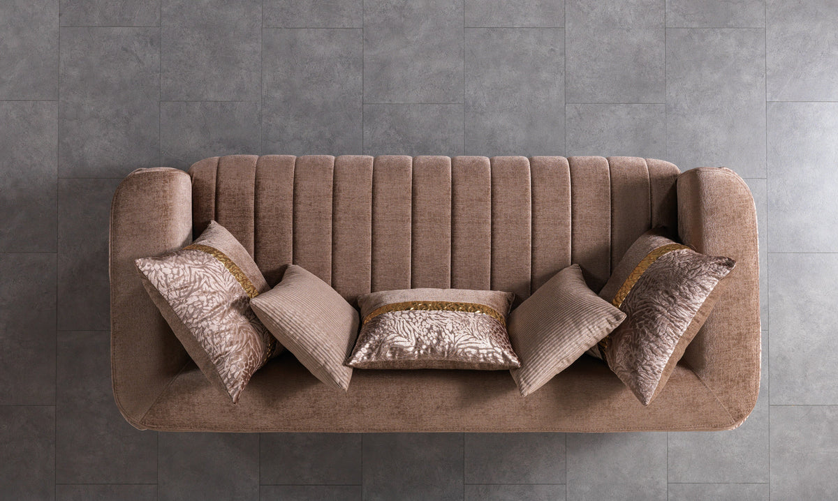 Carlina Coffee/Gold Velvet Sofa