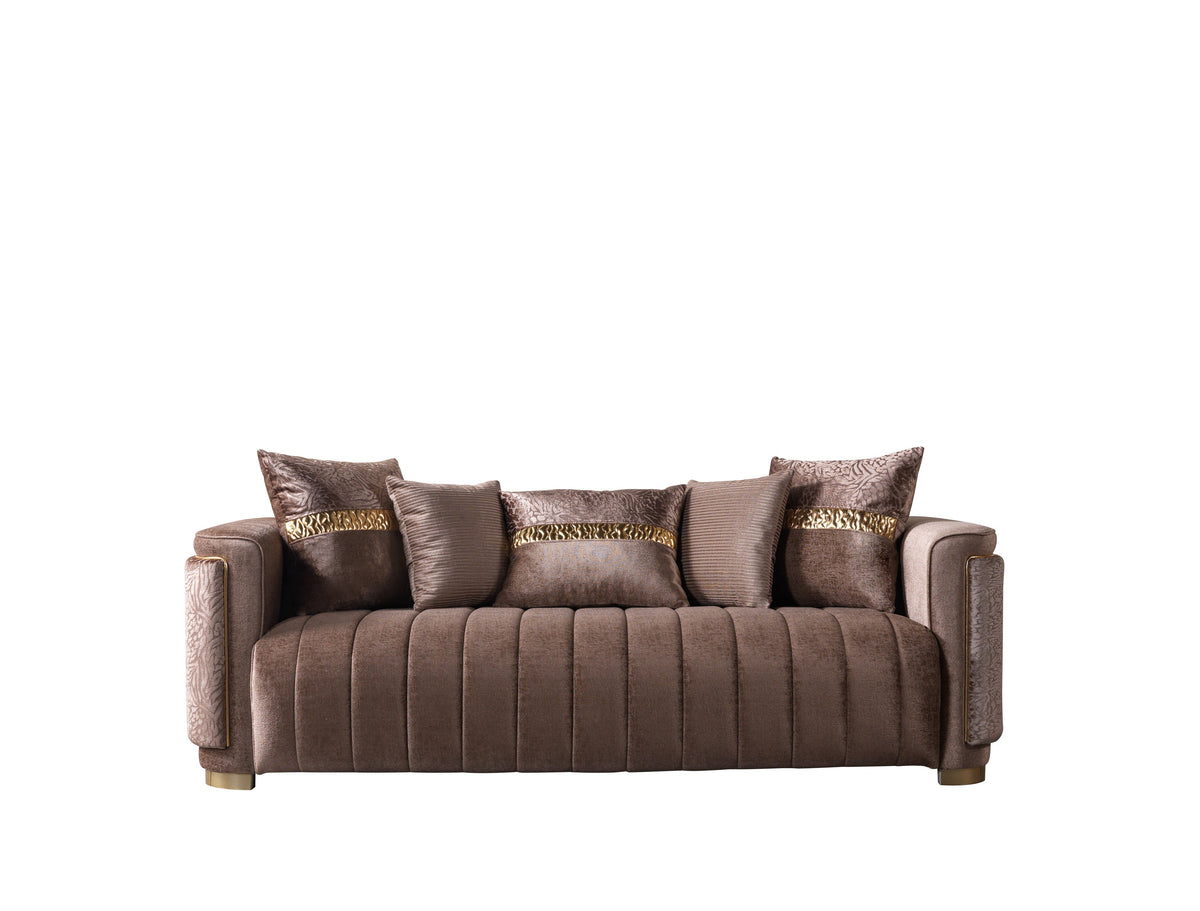 Carlina Coffee/Gold Velvet Sofa