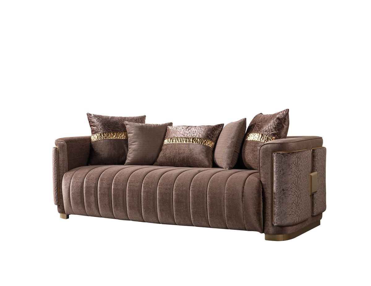 Carlina Coffee/Gold Velvet Sofa