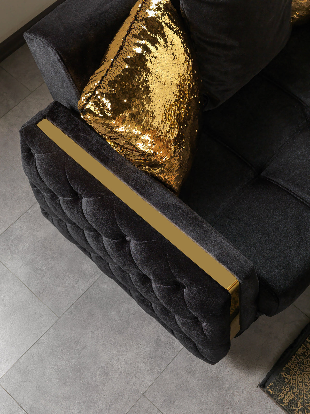 Florence Black Velvet Convertible Sofa