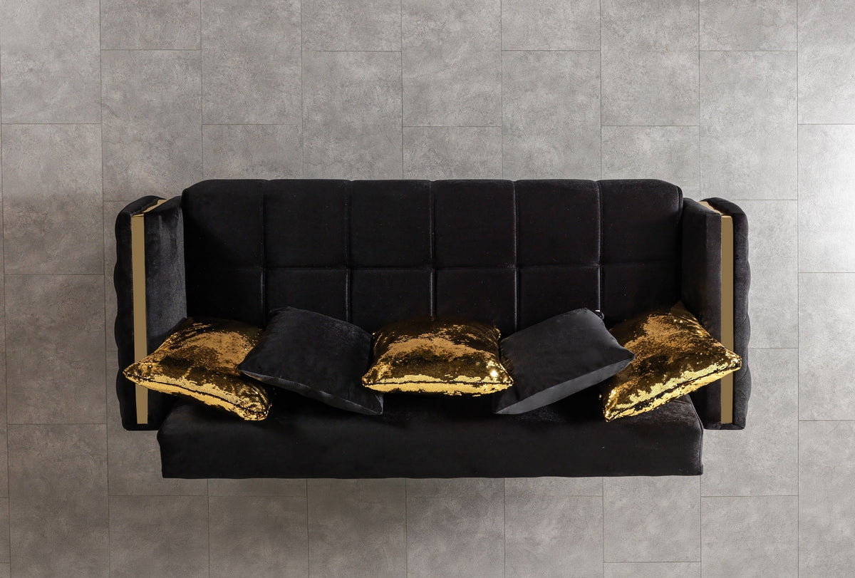 Florence Black Velvet Convertible Sofa