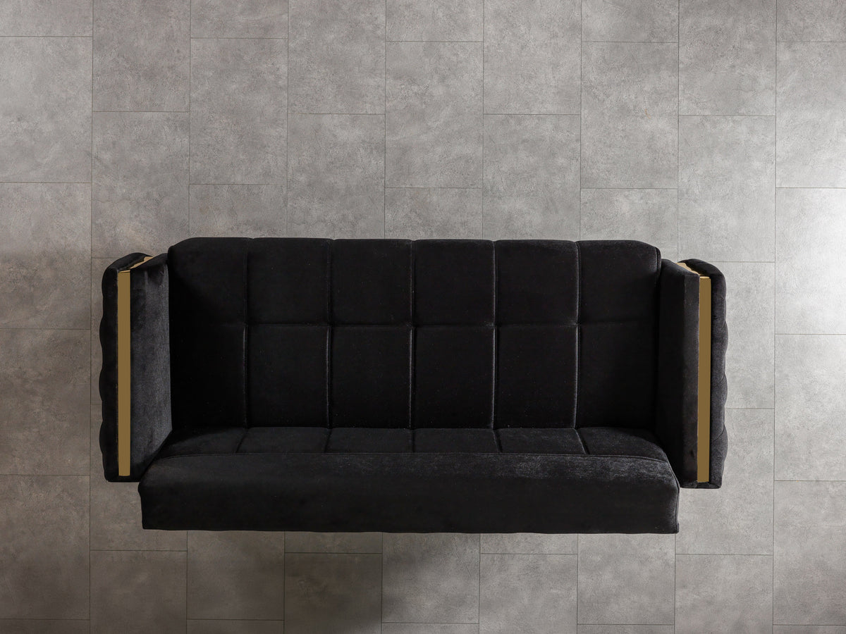 Florence Black Velvet Convertible Sofa