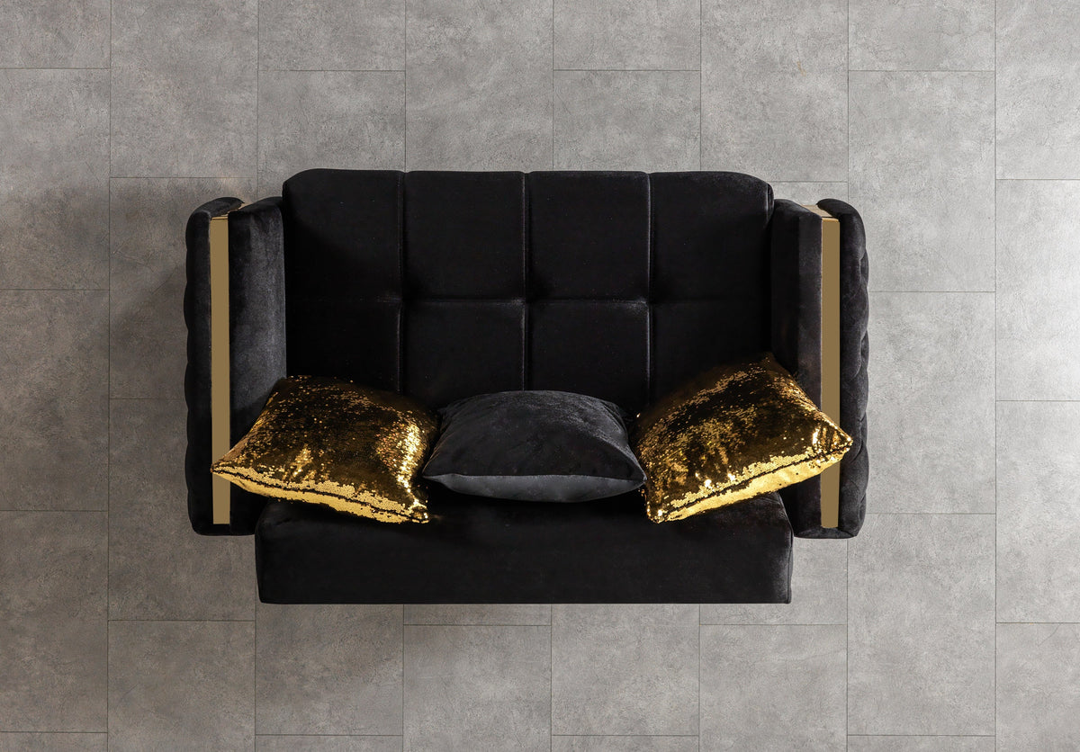 Florence Black Velvet Loveseat