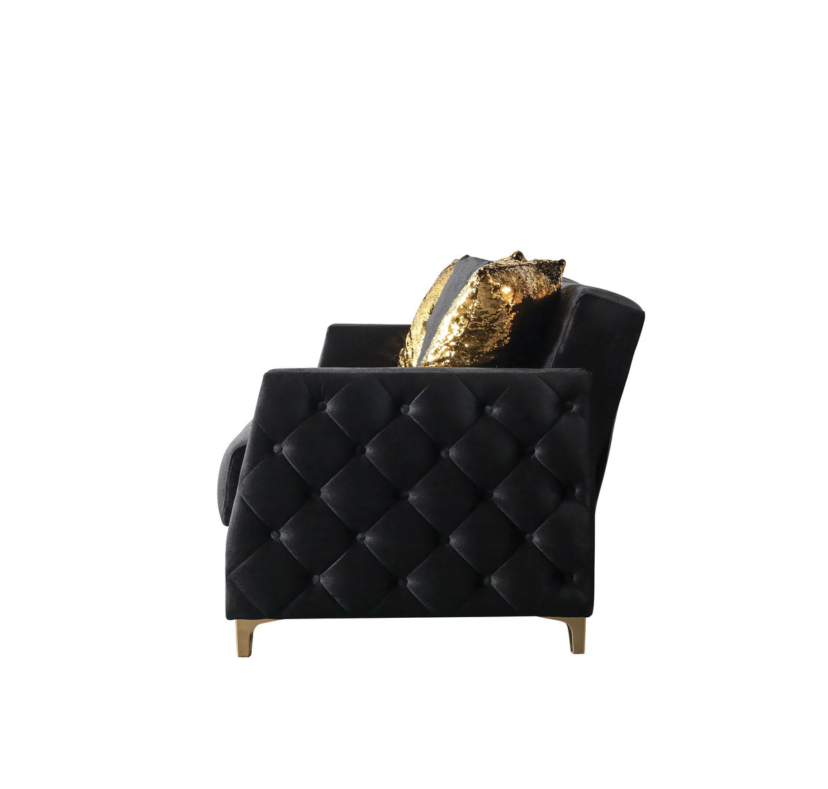Florence Black Velvet Loveseat