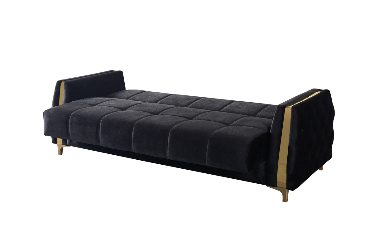 Florence Black Velvet Convertible Sofa