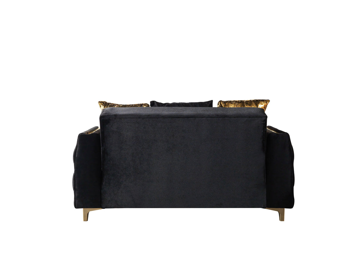 Florence Black Velvet Loveseat