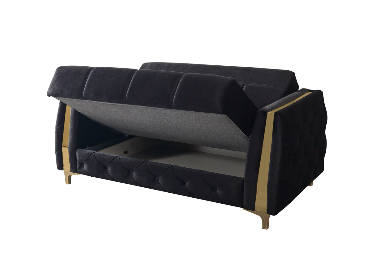 Florence Black Velvet Loveseat