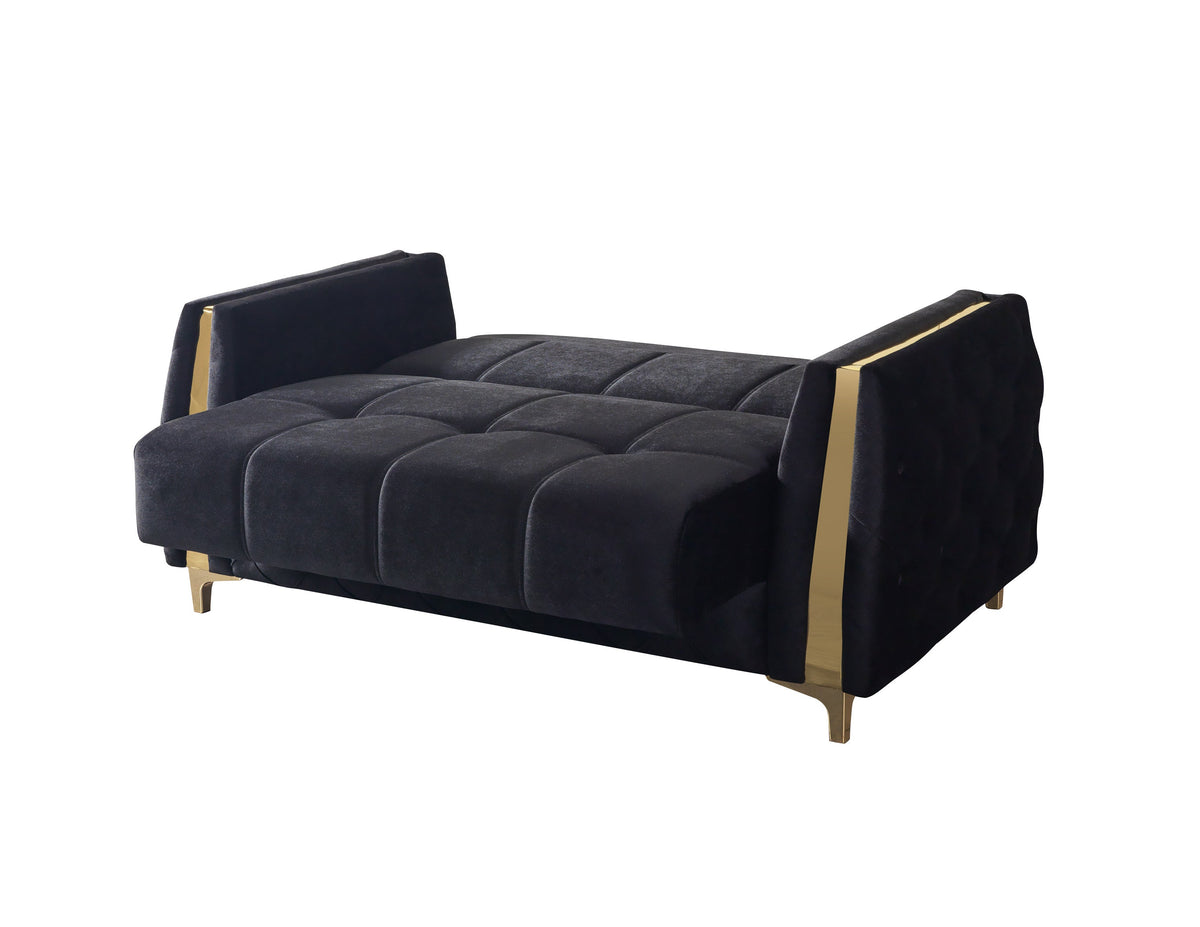 Florence Black Velvet Loveseat