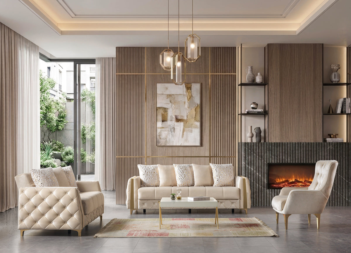 Florence Ivory Velvet Loveseat